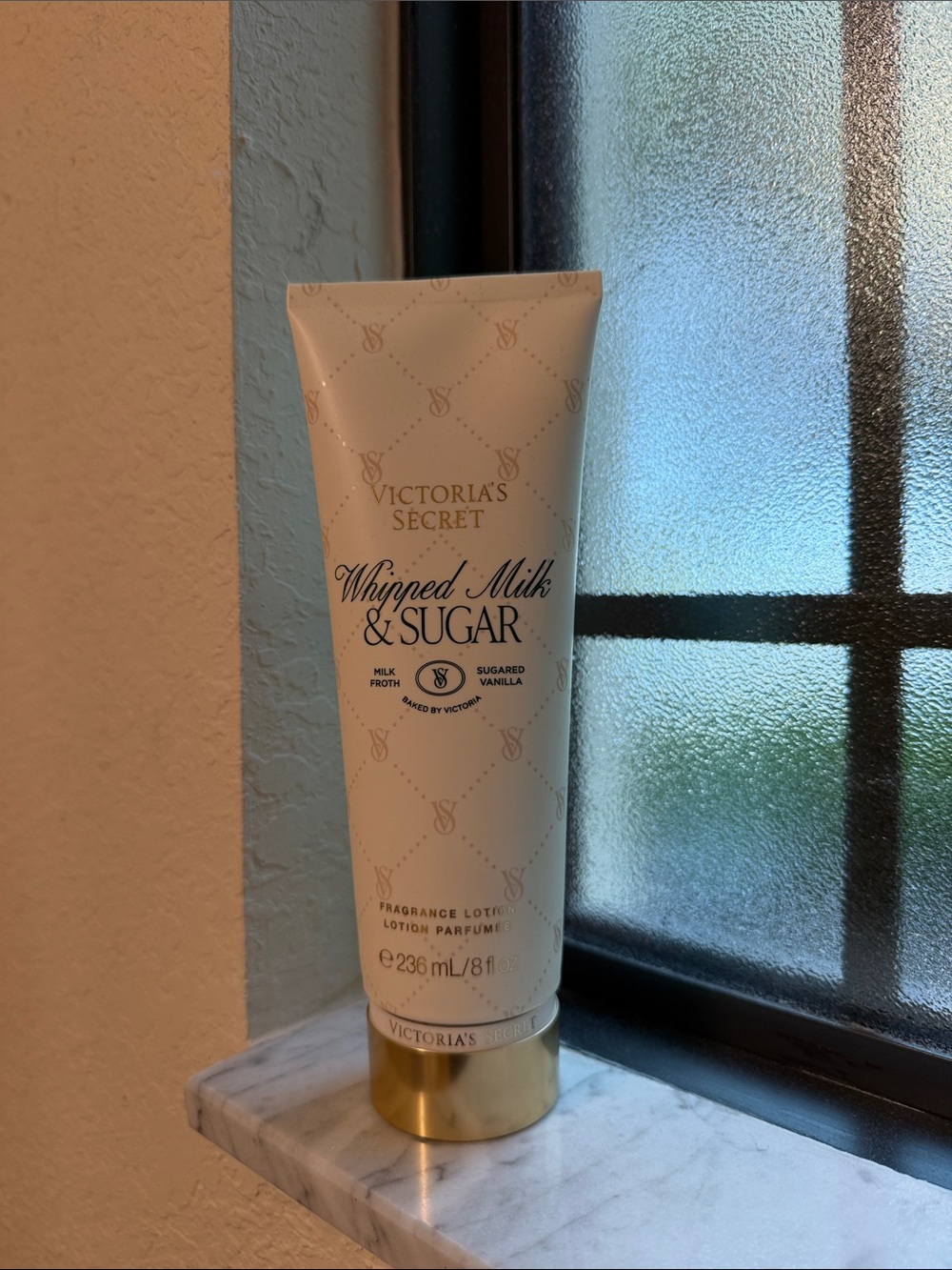 Victoria's Secret Whipped Milk & Sugar Lotion in White and Gold Accents